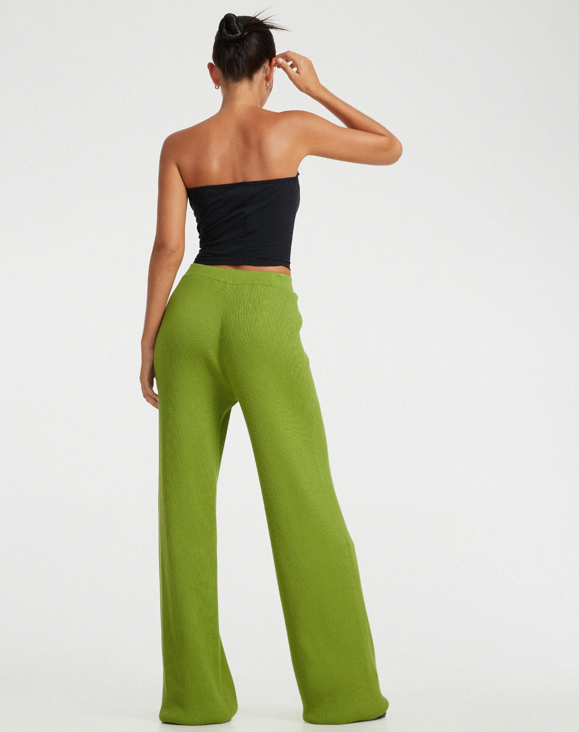 image of Adolia Flared Leg Trouser in Golden Lime