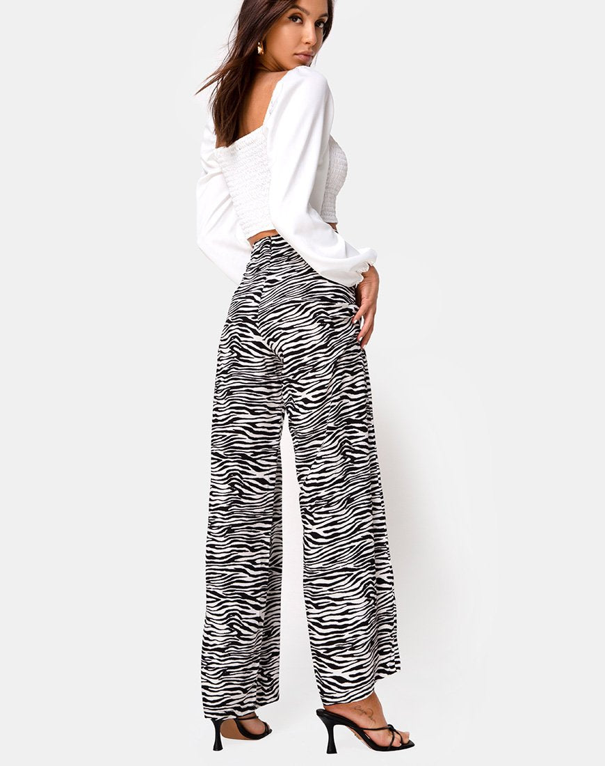 High-Waisted Zebra Print Trousers | Aely Palazo – motelrocks-com-us