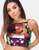 Image of Ahena Crop Top in Dragon Fruit Sequin