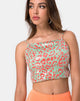 Image of Ahena Crop Top in Fluro Leopard with Clear Sequin