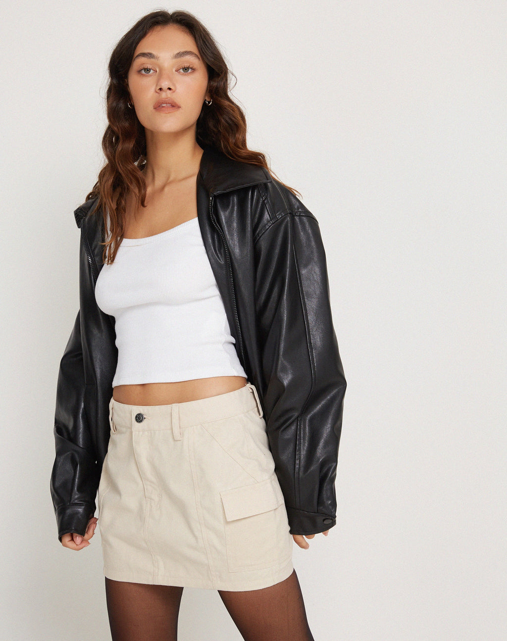 Ajeng Low Rise Cargo Mini Skirt in Ecru