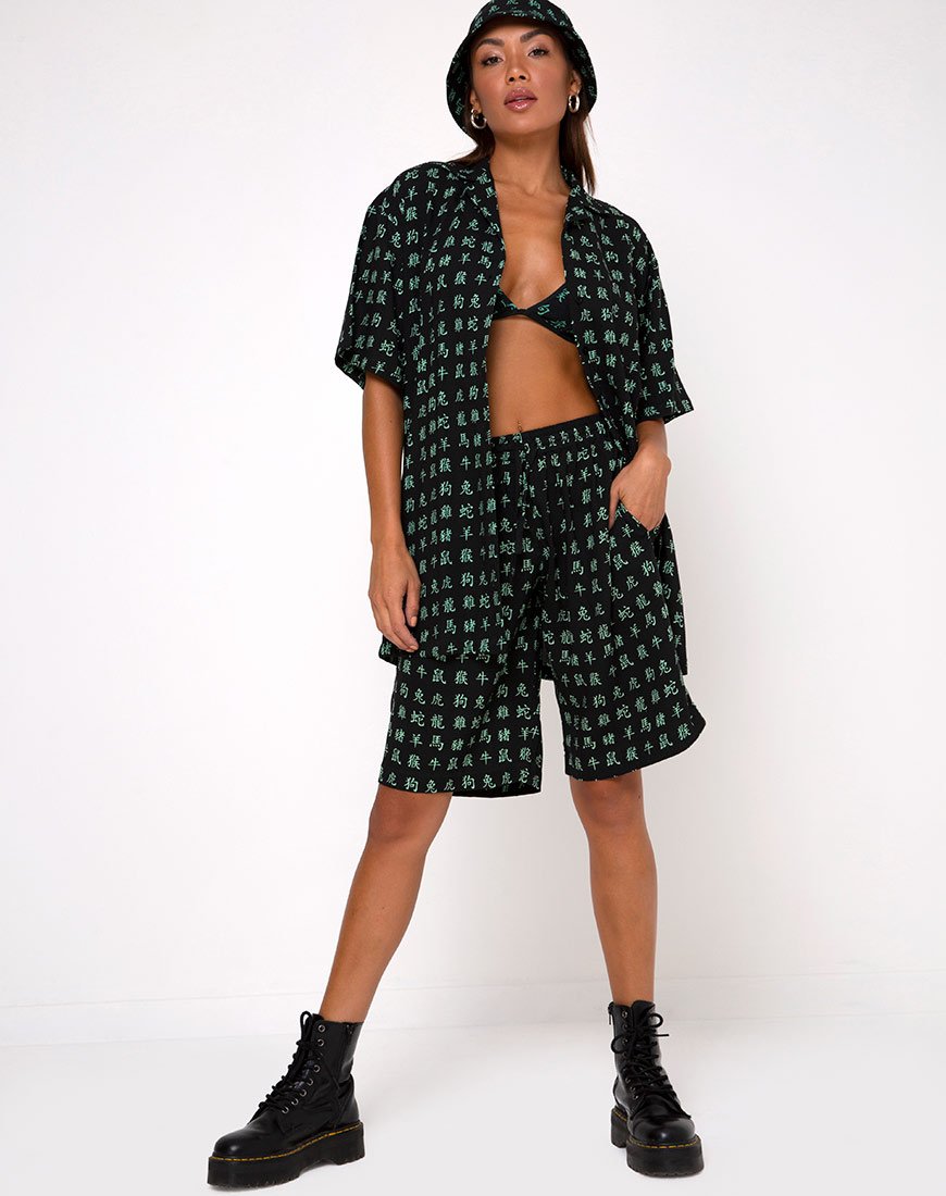 Image of Fresia Dress in Hidden Charm Black and Peppermint