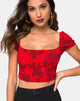 Image of Alya Crop Top in Tonal Floral Red