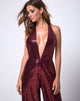 Image of Amber Wide Leg Jumpsuit in Mini Sequin Burgundy