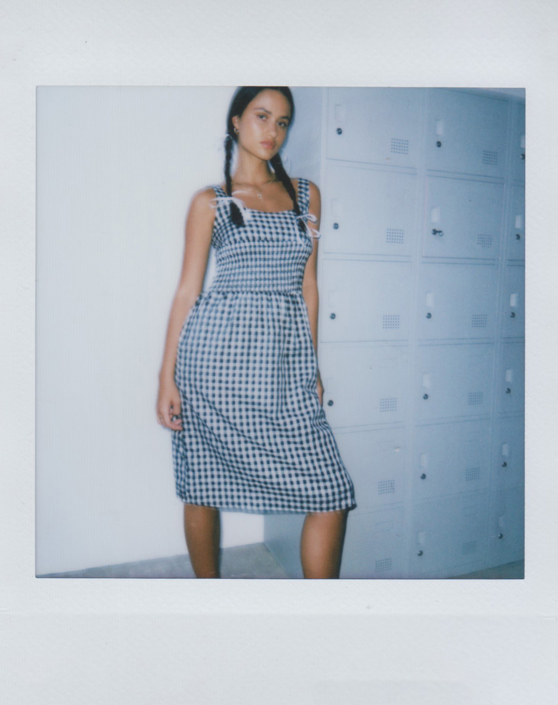 Image of Ambrose Midi Dress in Black and White Gingham