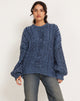 image of Ameita Knitted Jumper in Two Tone Blue