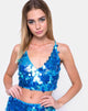 Image of Angel Crop Top in Fishcale Disc Sequin Marine