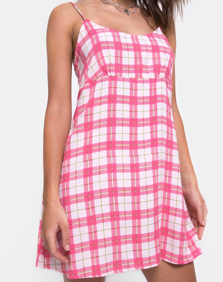 Image of Anoma Slip Dress in Picnic Check Pink