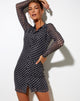 Image of Avaya Dress in Mesh Diagonal Dogtooth Black and Tan