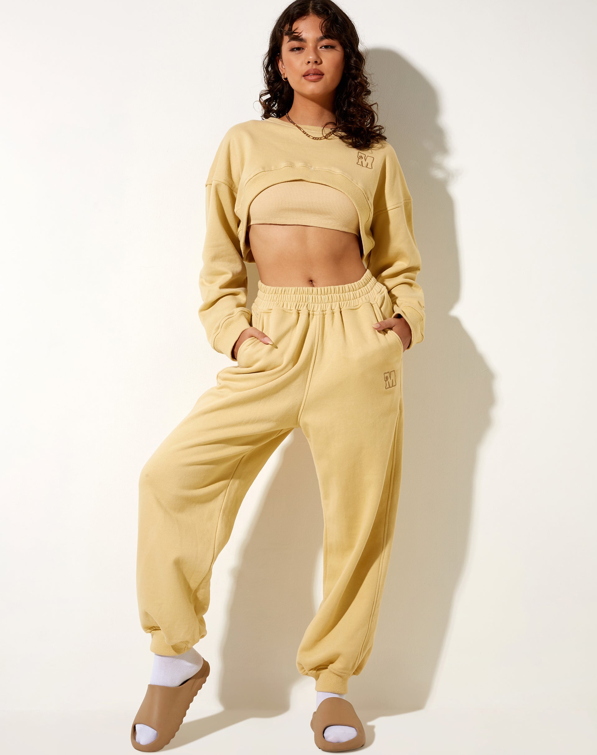 Cropped joggers in mustard jersey on fleece - 10625 999₴ 【MustHave ❤】