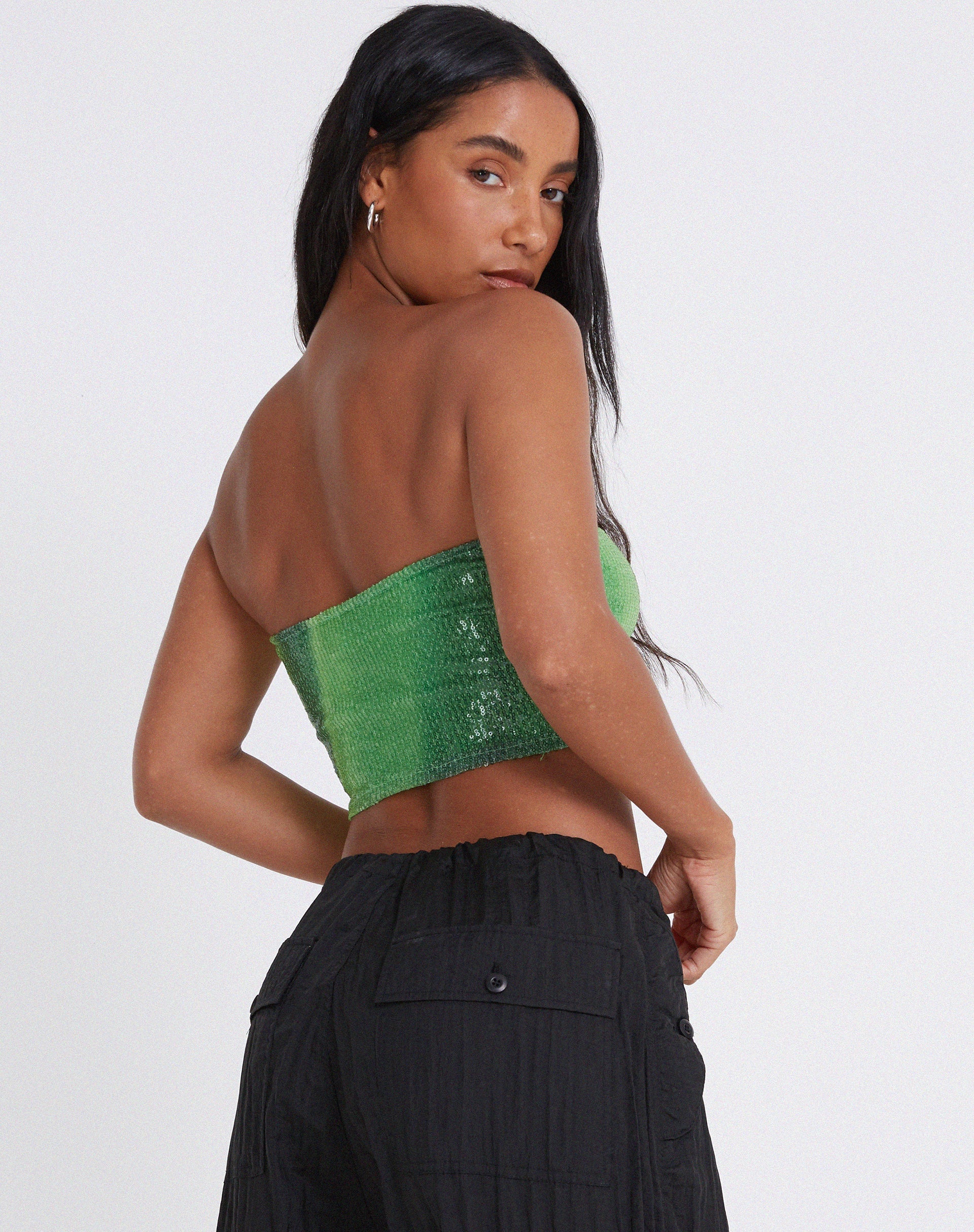 Bandira Bandeau Top in Sequin Solarized Green