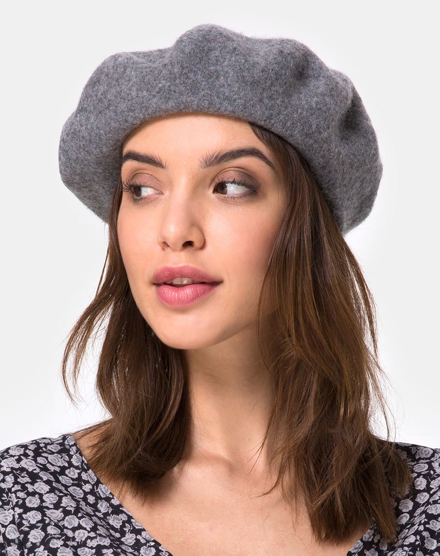Image of Wool Beret in Grey