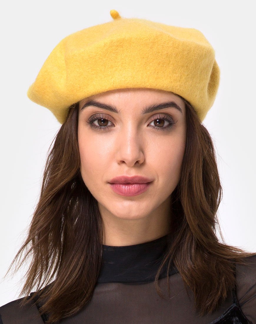 Image of Wool Beret in Mustard