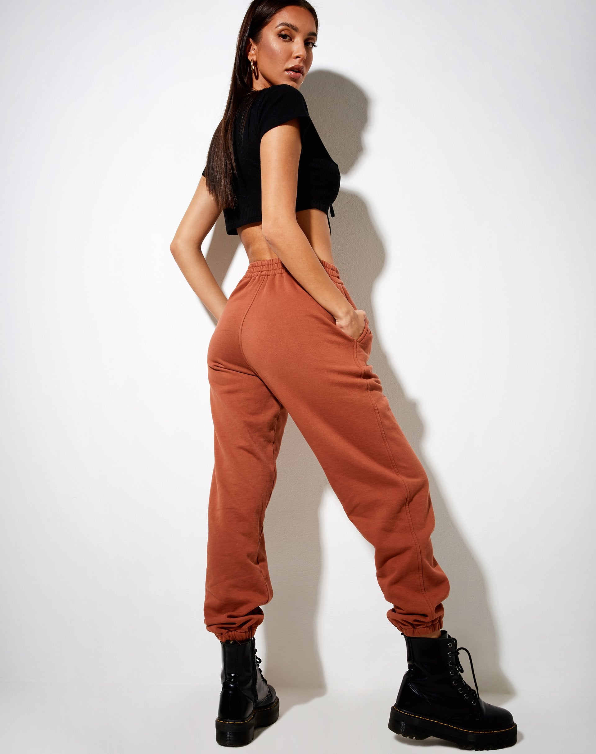 Image of Basta Jogger in Burnt Brick Be Nice Label Embro