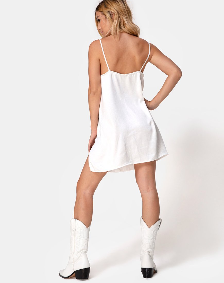 motel rocks white satin dress Doella Slip Dress in Satin Ivory
