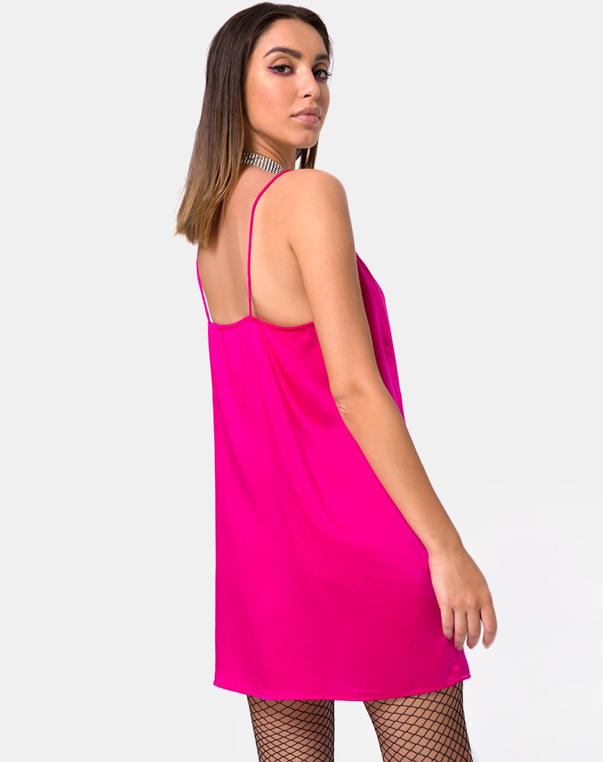 Image of Batista Slip Dress in Fuchsia Satin Pink