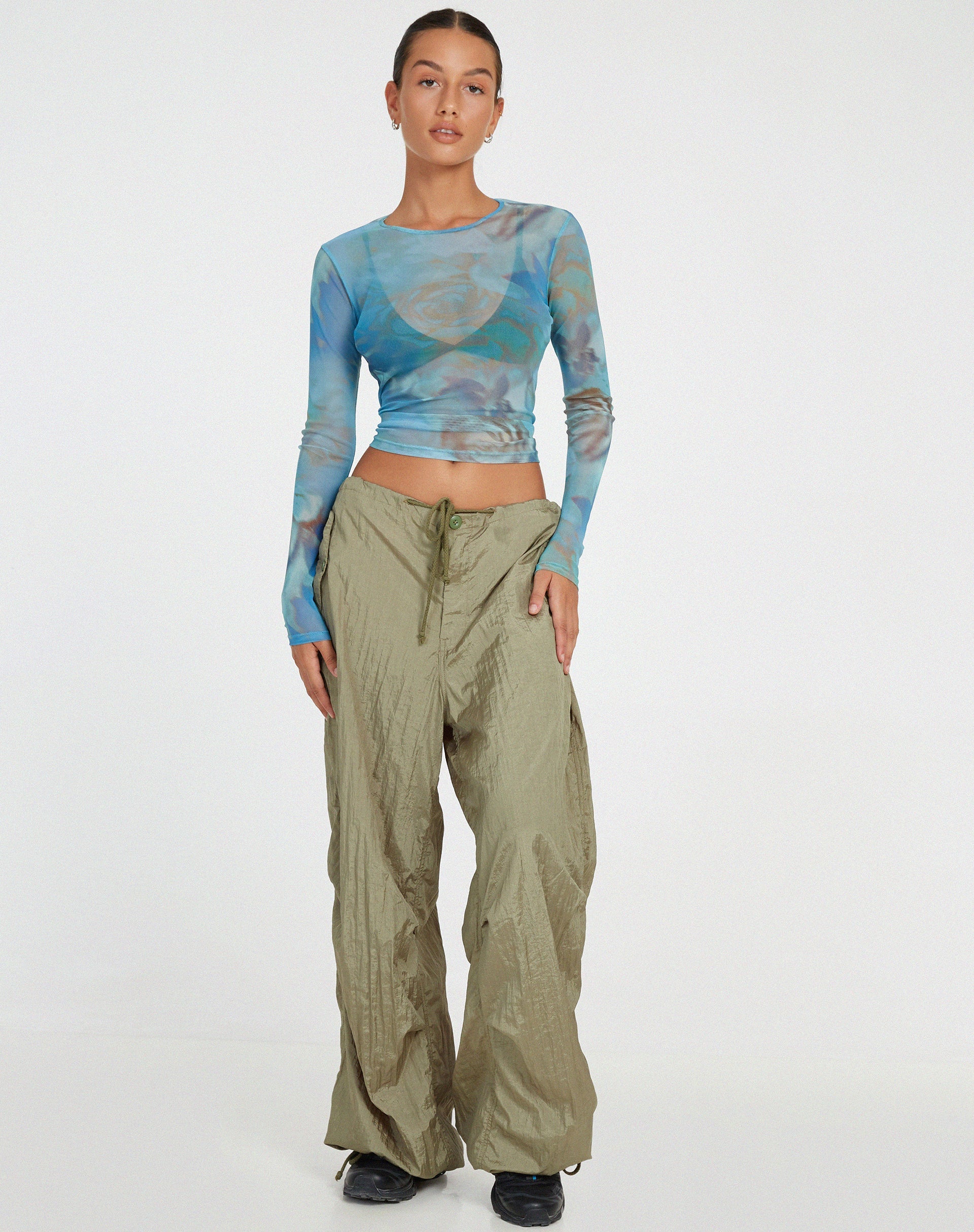 image of Elijah Crop Top in Digi Petal Blue