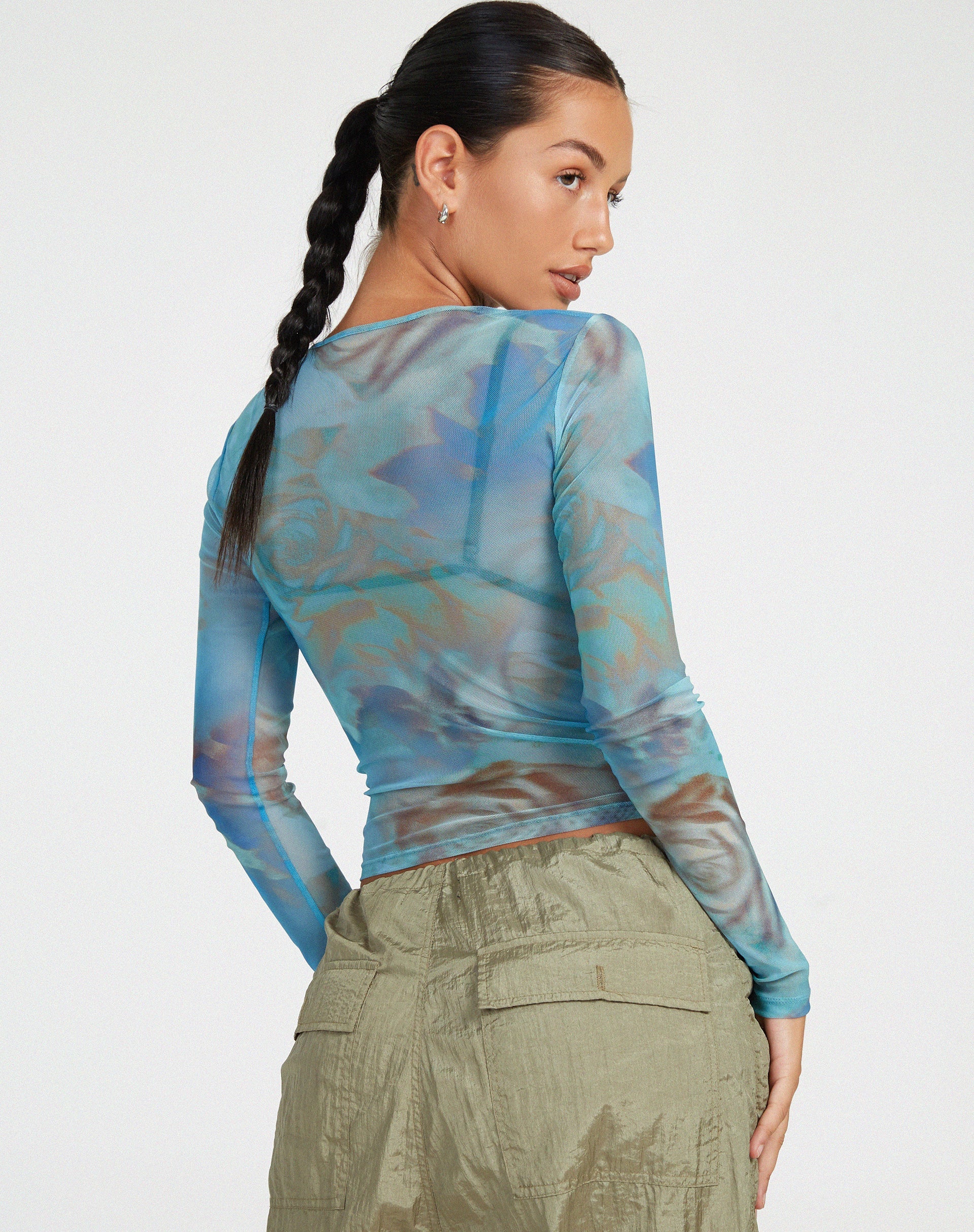 image of Elijah Crop Top in Digi Petal Blue