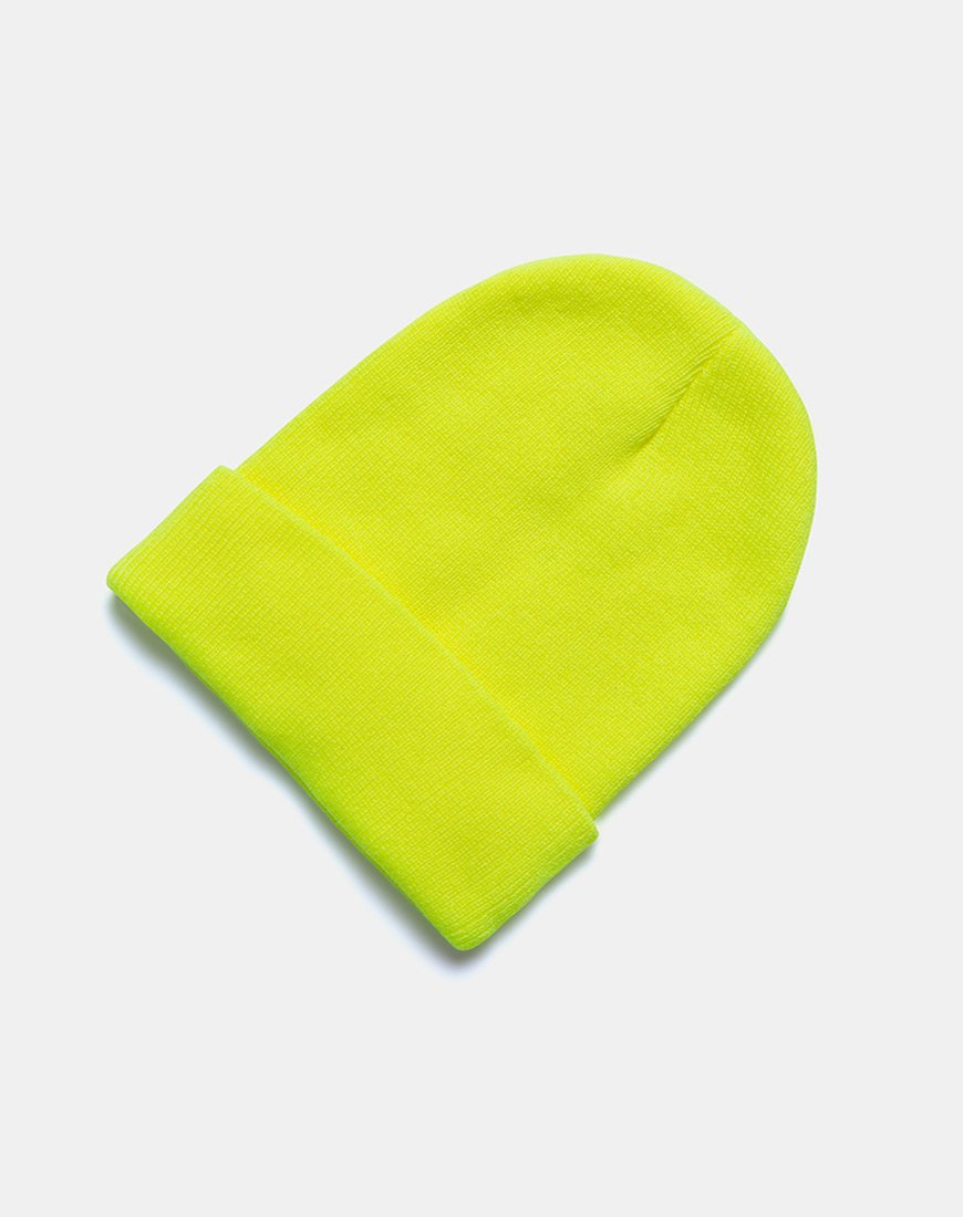 Image of Beanie Hat in Highlighter Yellow