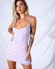 Image of Becky Bodycon Dress in Lilac Mesh Daisy White Flock