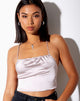 Image of Belisa Crop Top in Satin Silver Grey