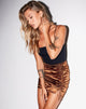 Image of Bella Mini Skirt in Satin Spandex Brown