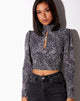 Image of Belovy Longsleeve Top in Abstract Croc Black