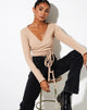 Image of Bianca Wrap Top in Rib Tan