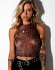 Image of Bika Vest Top in Mesh Gradient Cheetah Brown