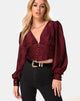 Image of Bina Crop Top in Satin Cheetah Burgundy