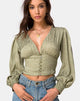 Image of Bina Long sleeve Top in Satin Ditsy Rose Sage