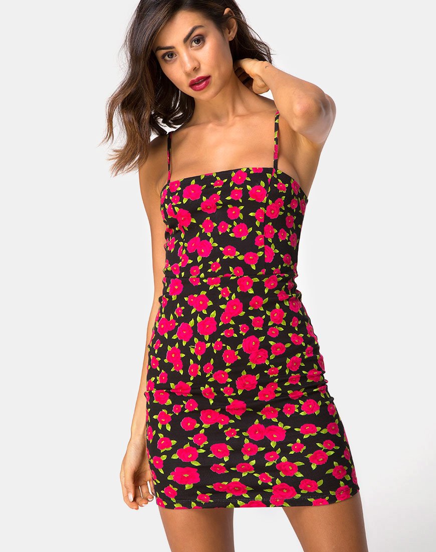 Image of Boco Bodycon Dress in Red Bloom