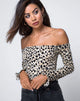 Image of Gaga Off The Shoulder Top in Cheetah