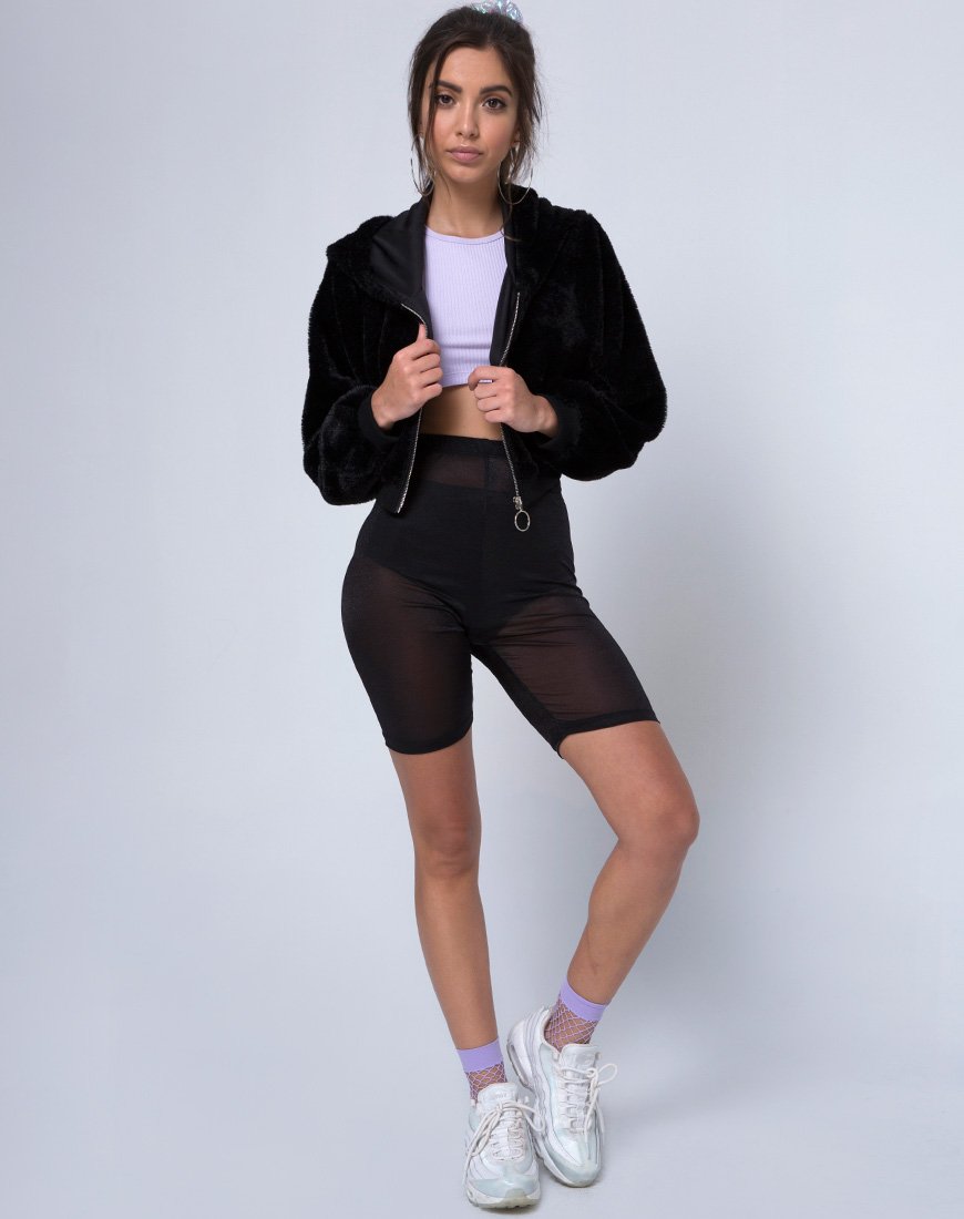 Image of Bomb Hoody in Fur Zip Black