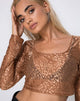 Image of Bon Top in Leopard Sheen Net Caramel