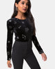 Image of Bonella Bodice in Black Velvet Medium Astro Glitter