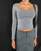 Image of Bonlo Long Sleeve Top in Two Tone Rib Grey