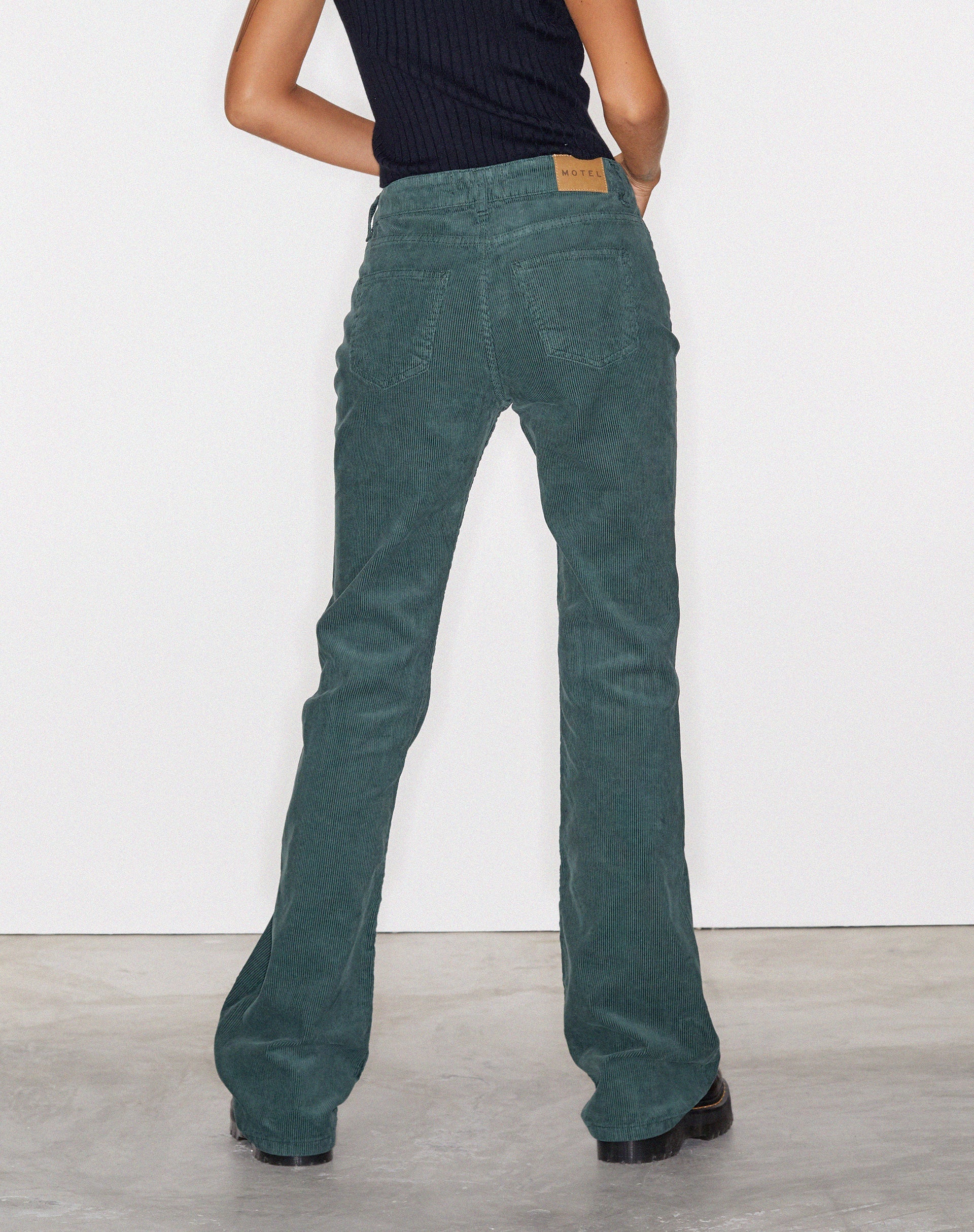 Green Cord Flared Leg Jeans  Bootleg – motelrocks-com-us