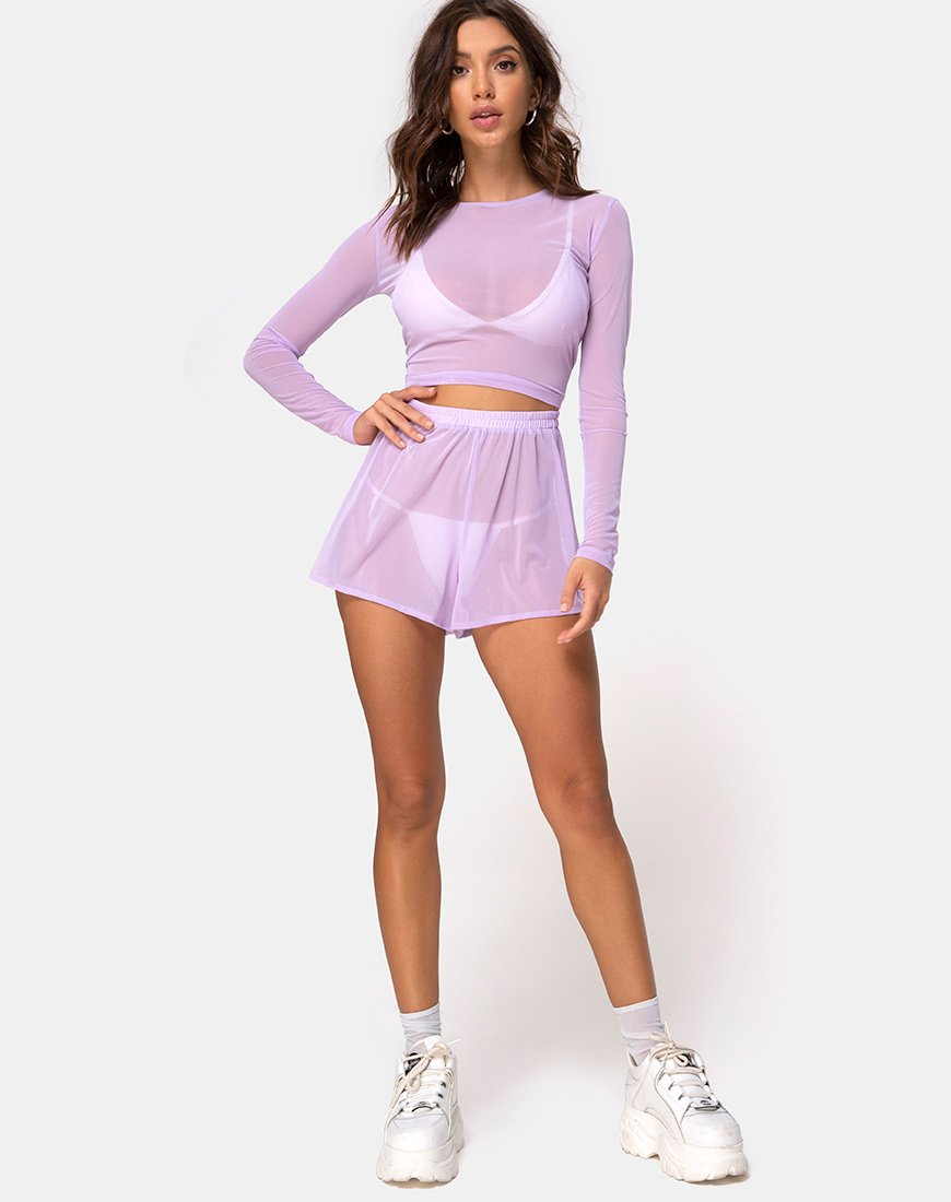 Image of Bonnie Crop Top in Net Lilac