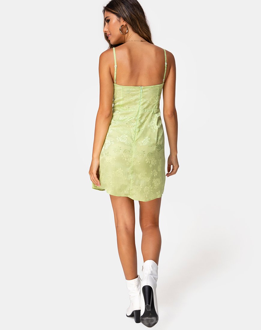 Boyasly Slip Dress in Satin Rose Lime Boyasly Slip Dress in Satin Rose Lime