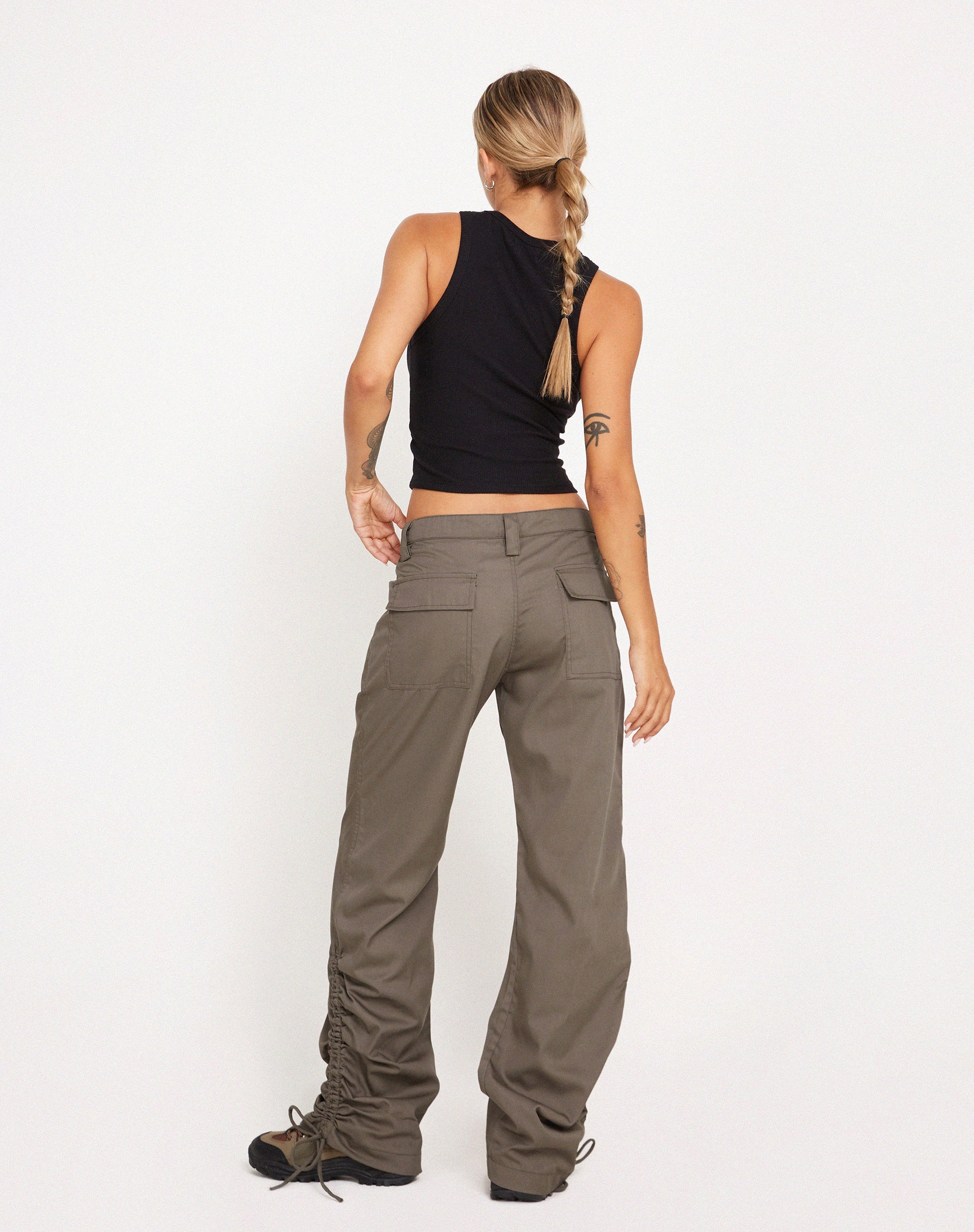image of Bracha Low Rise Cargo Trousers in Fossil