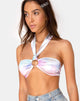 Image of Bandeau Bralet With Gold Ring in Pastel Tie Dye