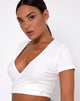 Image of Bria Wrap Top in Rib Ivory