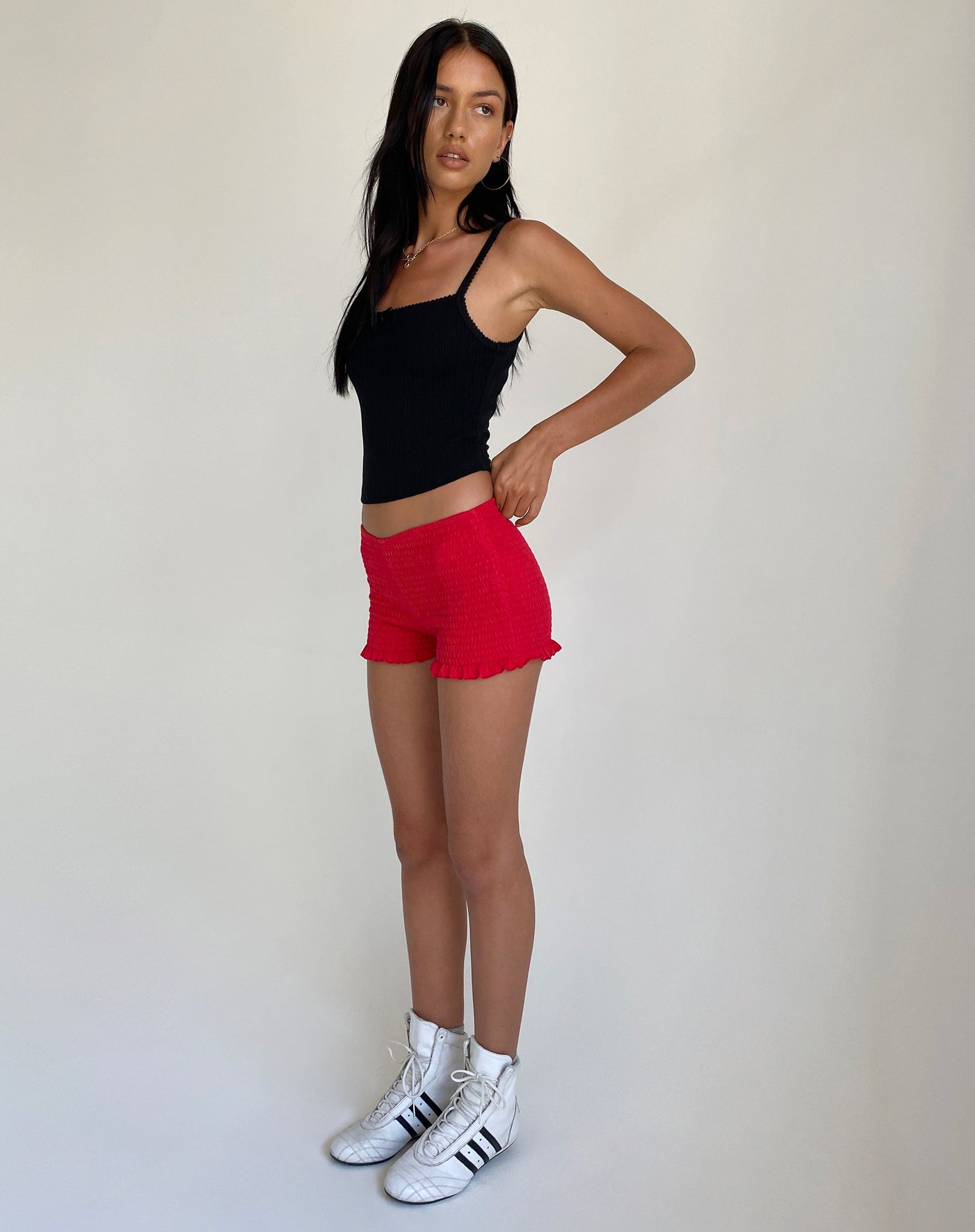 Red Low Waist Hot Pants | –