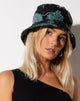 Image of Bucket Hat in Dragon Flower Black Mint