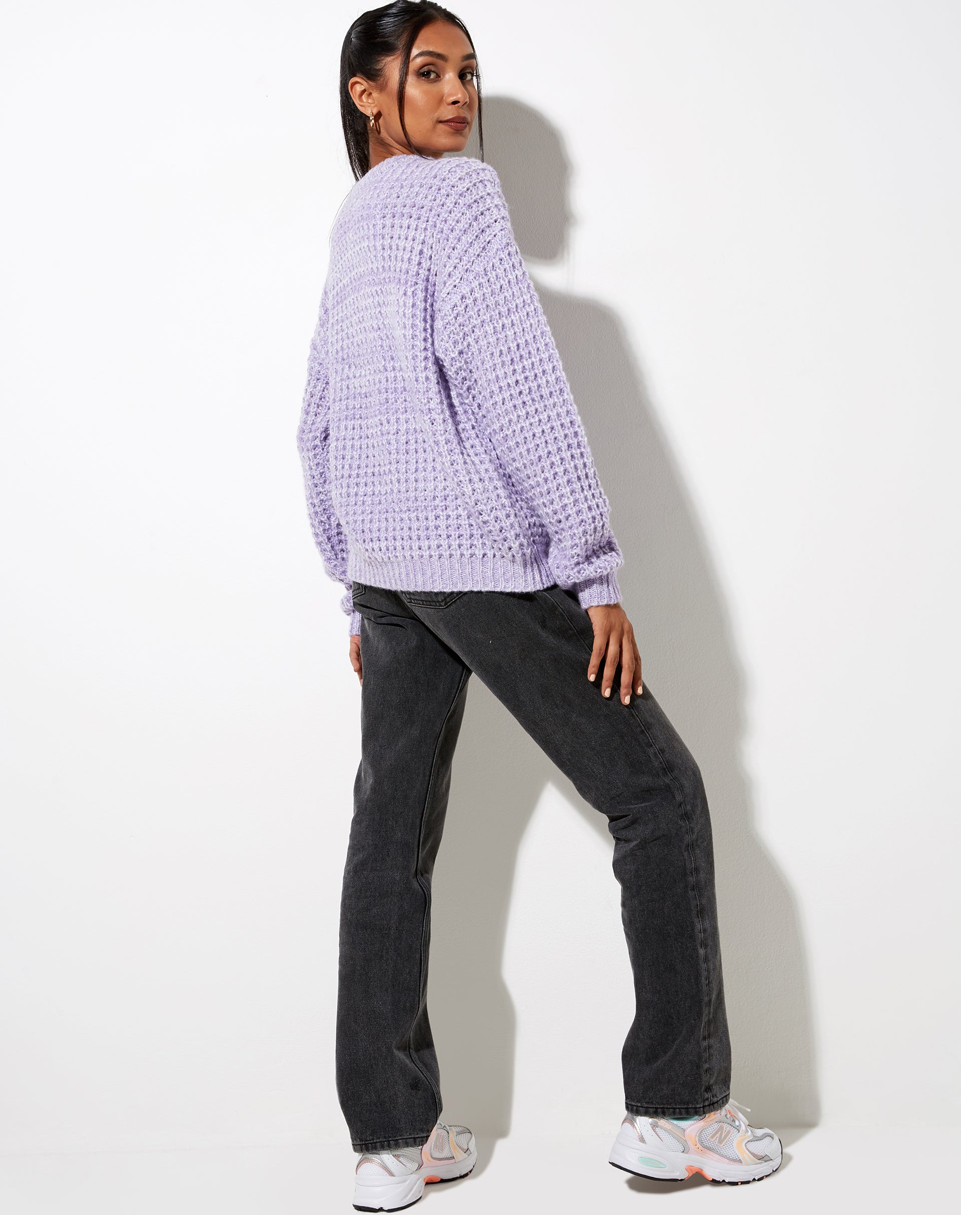 Image of Caribou Jumper in Chunky Knit Lilac and White