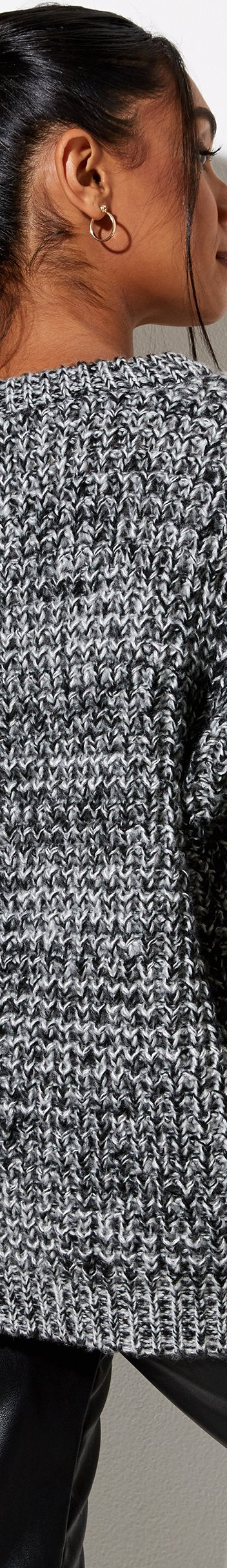 Black White and Grey Chunky Knit Jumper | Caribou – motelrocks-com-us