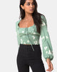 Image of Carmen Top in Mono Flower Green