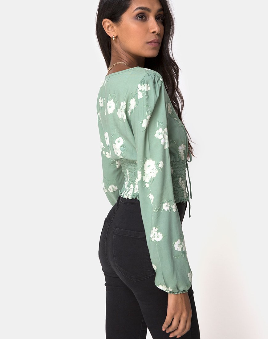 Image of Carmen Top in Mono Flower Green