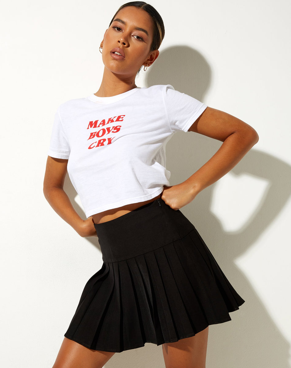 Black High Waisted Pleated Mini Skirt | Cason – motelrocks-com-us